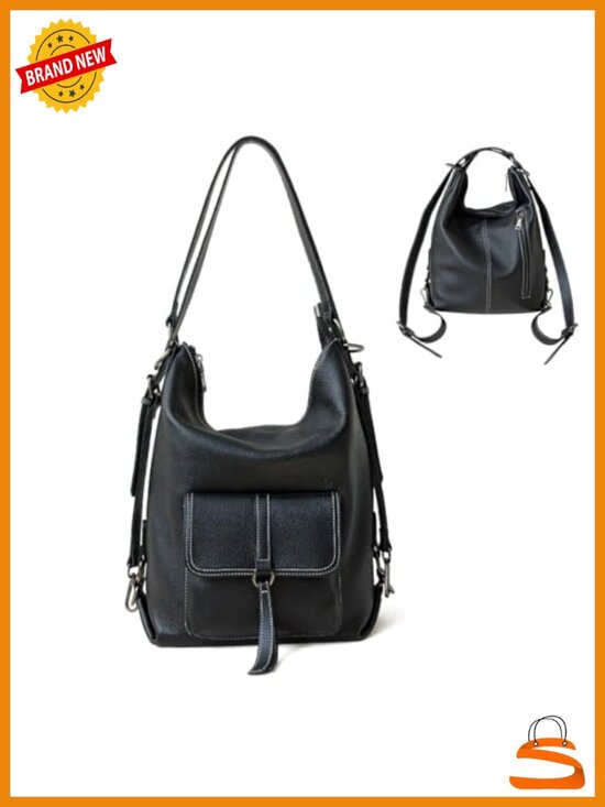 Genuine Leather Backpack Purse Large Capacity Anti-Theft Travel Convertible